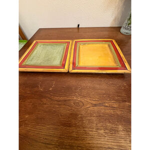 Set of two Clay Art Toscana hand painted square plates in the classic Tuscan col